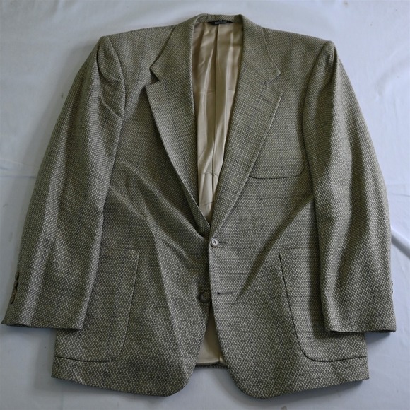 Vtg Perry Ellis USA Made 42S Woven Soft Tweed British Isles Blazer Jacket